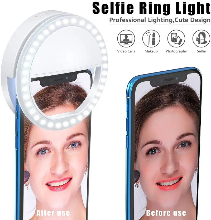 
Hot Sale Network Broadcast Handy Flash Dimmable Led Circle Selfie Beauty Mini Ring Fill Light Phone 