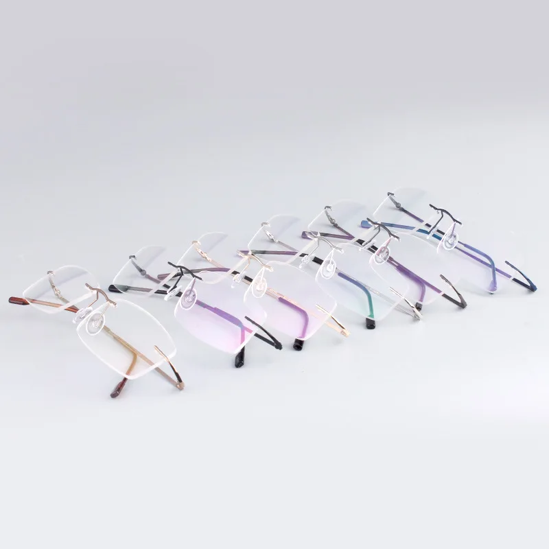 

Anti Blue Light Blocking Glasses Titanium Alloy Rimless Spectacle Frames Optical Glasses