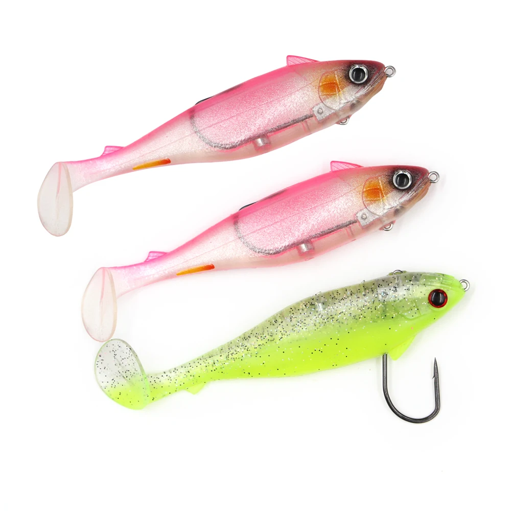 

New fishing swim shad lure jig head soft swim bait pvc soft fishing lure with hooks, Vavious colors