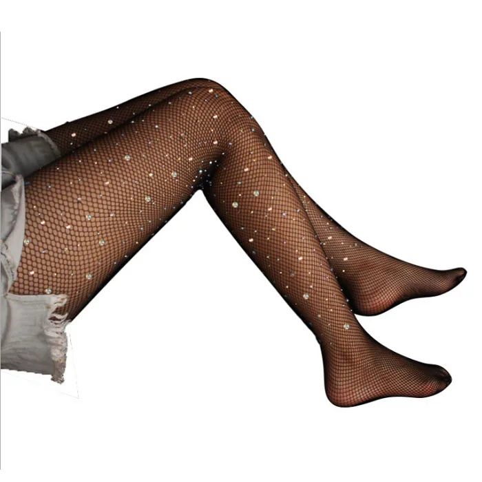 

Custom Logo OEM comfortable Sexy color crystal diamond large size hot drill fishnet pantyhose, Picture shown