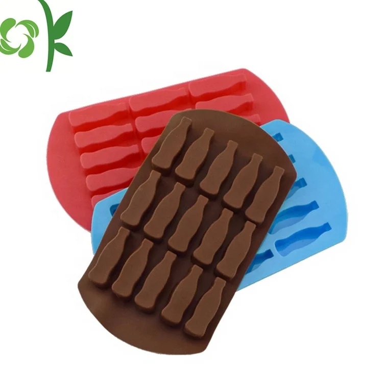 

OKSILICONE Creative Silicone Ice Tray Easy To Release For Making Wine bottle Shape Ice 15 Cavity Silicone Mold For Chocolate, Blue/red/chocolate/customized