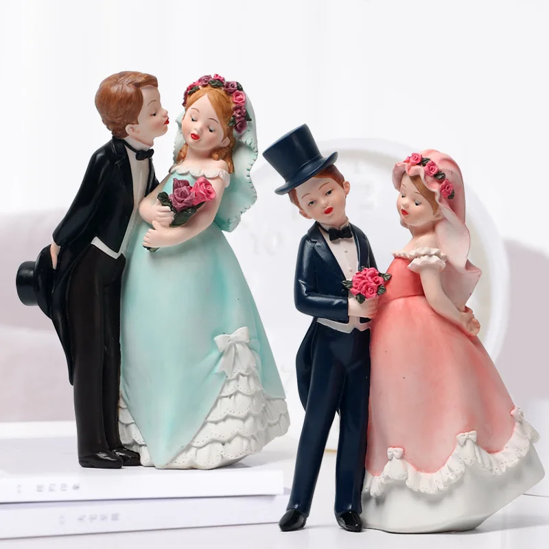 

European resin ornaments lovers gifts home wedding room decoration gifts, Light blue,green