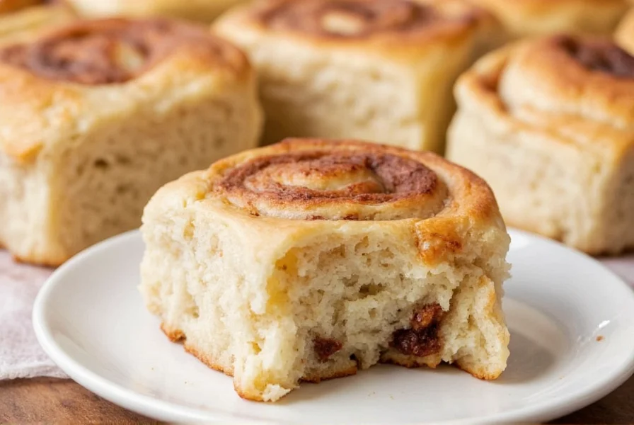 Step-by-step process showing hands rolling out yeast-free cinnamon roll dough, applying cinnamon sugar filling, and cutting into perfect swirls
