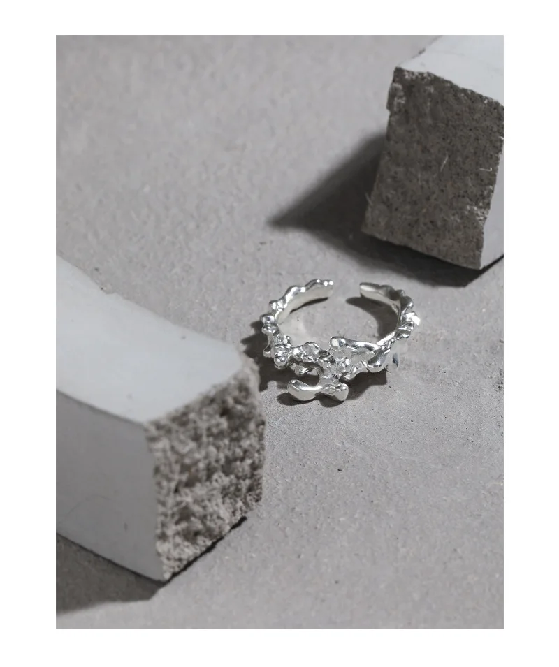 

VIANRLA 925 sterling silver irregular shape stack open adjustable ring for women