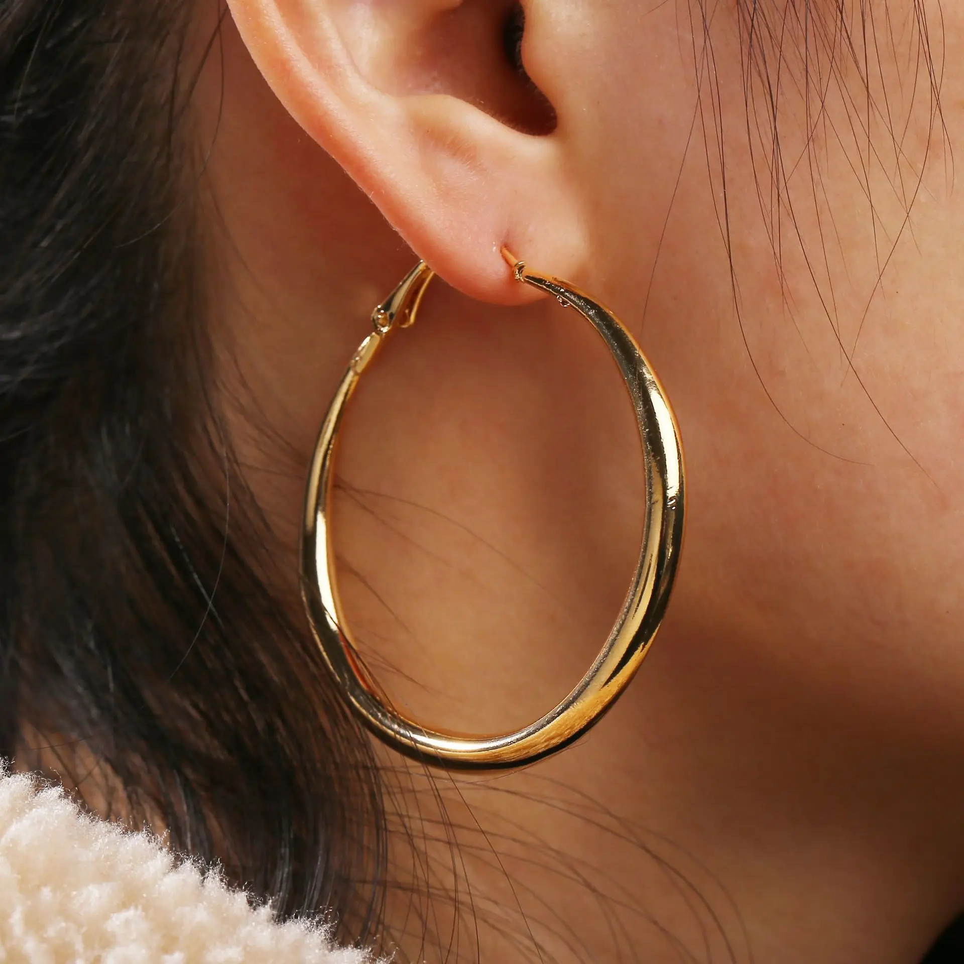 

Finetoo exaggerated large earrings women big round circle hoop earrings for party, As pictures