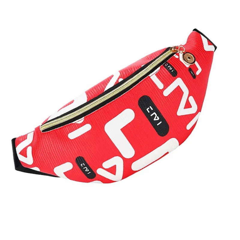 

2021 new style waterproof women waist bag fashion printed PU weist bag