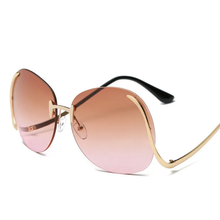 

Hot selling big circle sunglasses clear colorful shades flat top frameless sunglasses, Picture shows