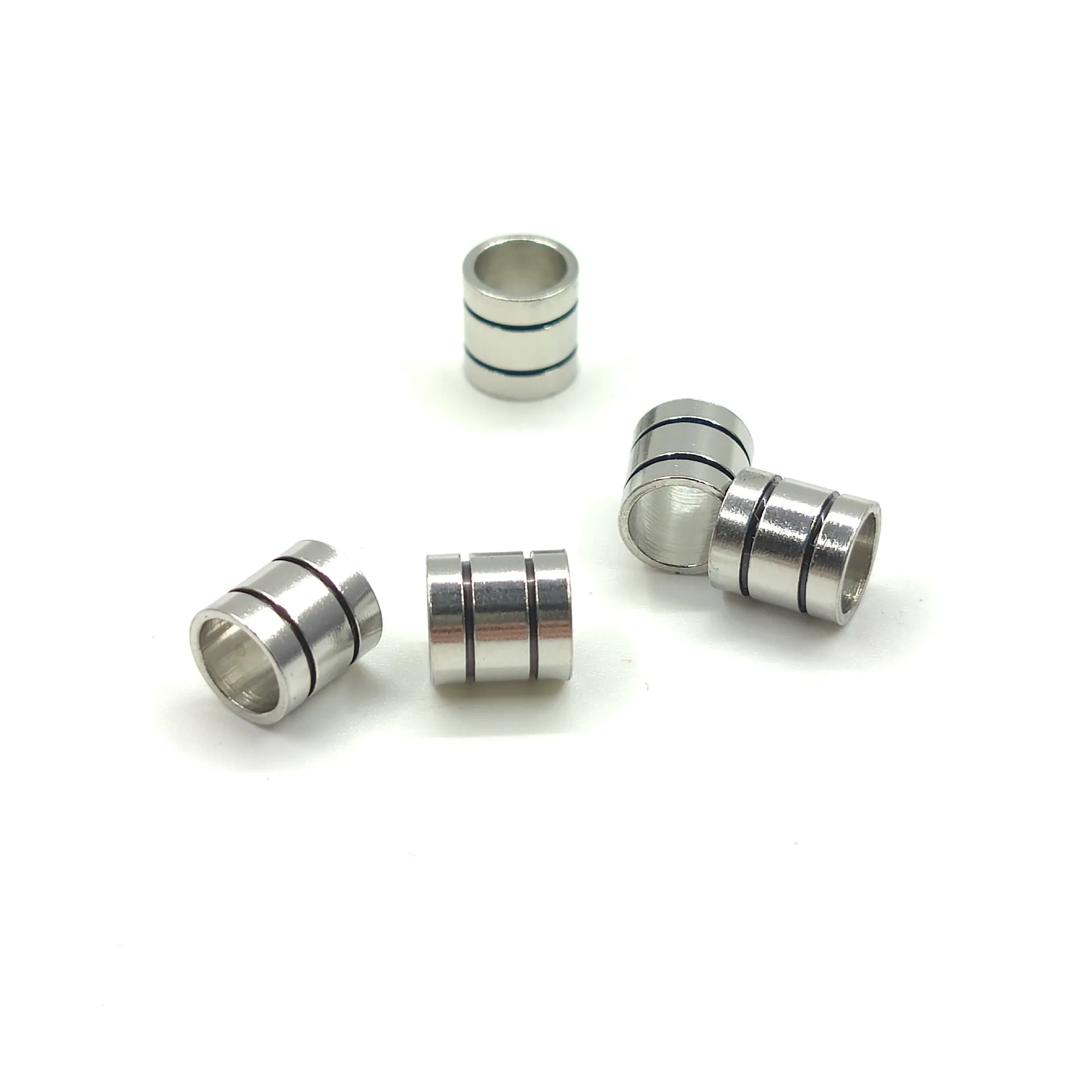 

6mm Large Hole Diy Jewelry Making Stainless Steel Spacer Beads Grooved Column Beads Tube Spacers Loose Charm Beads