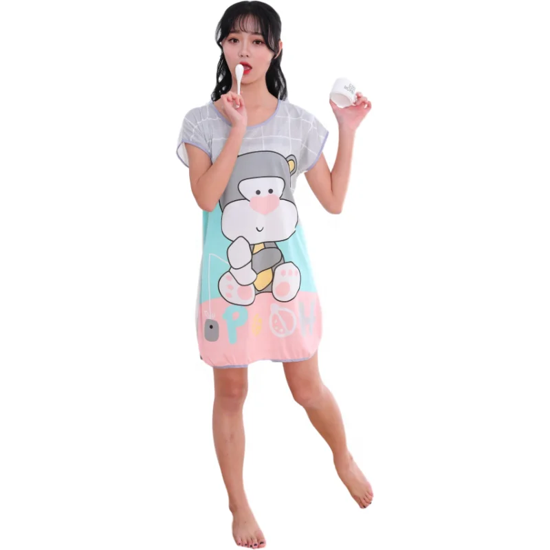 

Little bear design cute pajamas women's sleepwear dress summer dresses women casual