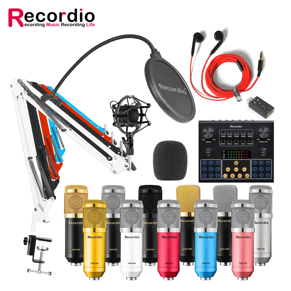 

GAM-800C High Quality Recording Studio Condenser Microphone Mic With C9 Sound Card For Karaoke Gaming Podcast Live Streaming, Variety