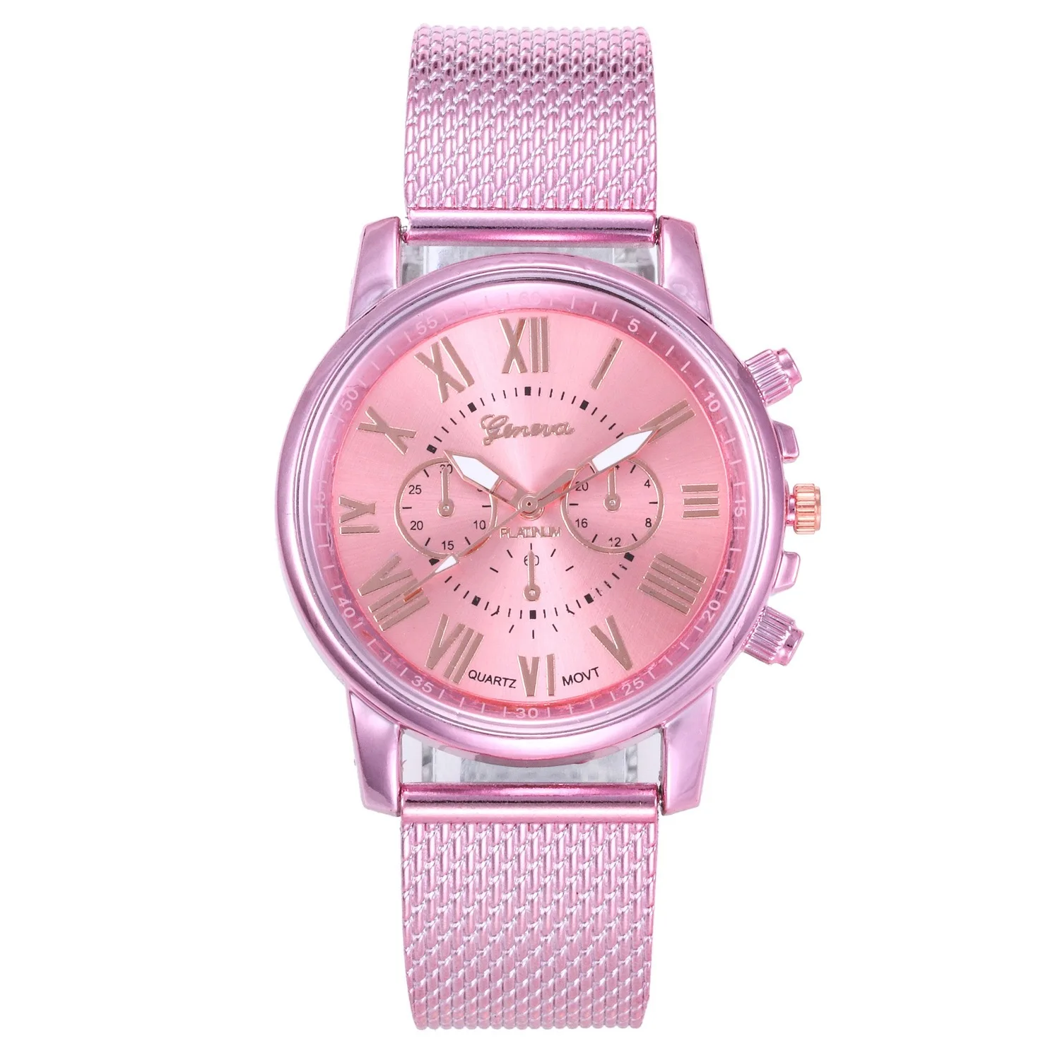 

Popular wholesale plastic watchband color men's and women's quartz watch Geneva double layer women's watch Reloj, 6 colors