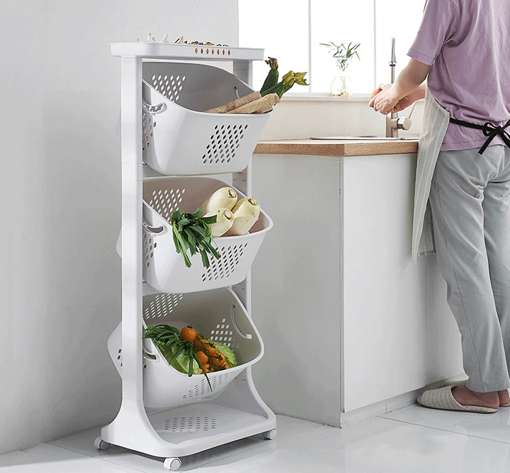 

New Style Large Capacity Household Kitchen Sundries Storage Plastic Shelf