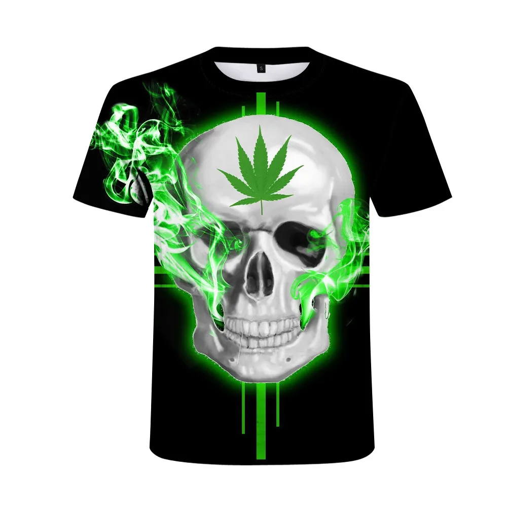 

2021 Men Summer Fashion Weed Printed T-shirt Couple Personality Creative Hip Hop Streetwear Homme T Shirt