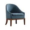 Wholesale Home Furniture Blue Fabric Upholstered Leisure Lounge Chair With Wooden Legs