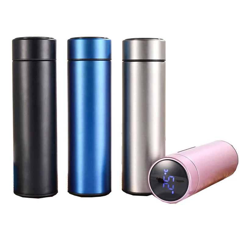 

500ml Water bottle Coffee Drinking Double Wall Stainless Steel Water Bottle with LED display, Customized color