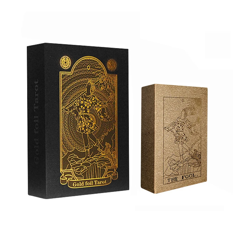 

Gold foil tarot card tarot bronzing color printing plastic PVC waterproof board game playing cards wholesale