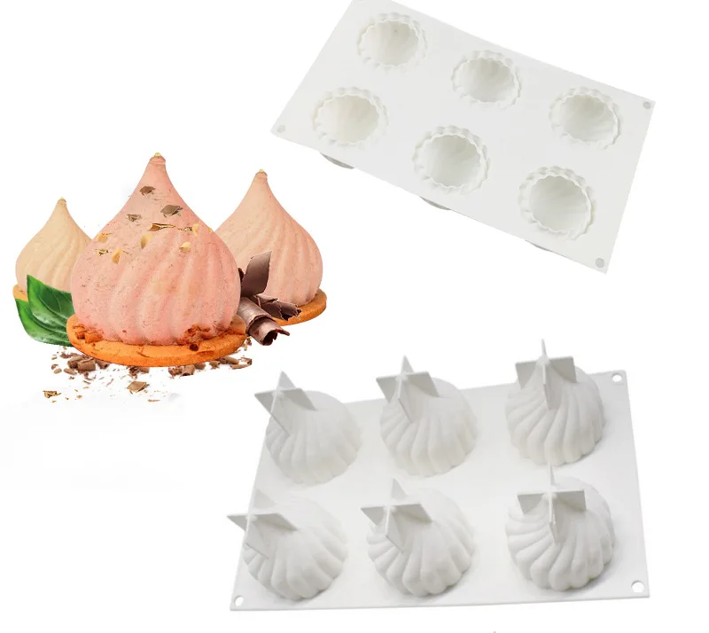 

086 DIY15 with 6 small whirlwind silicone mold mousse cake mold onion French dessert baking utensils, White