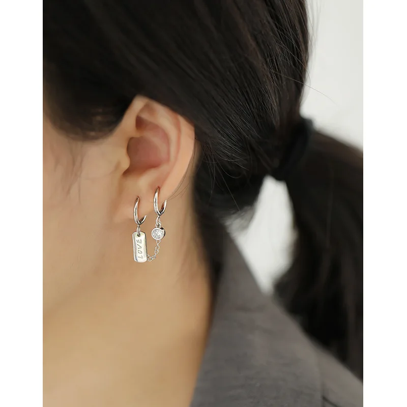 WMEF281 All-Match 925 Sterling Silver Earrings Double Ear Hole with Gold Plating Personalities Single Piece for Weddings