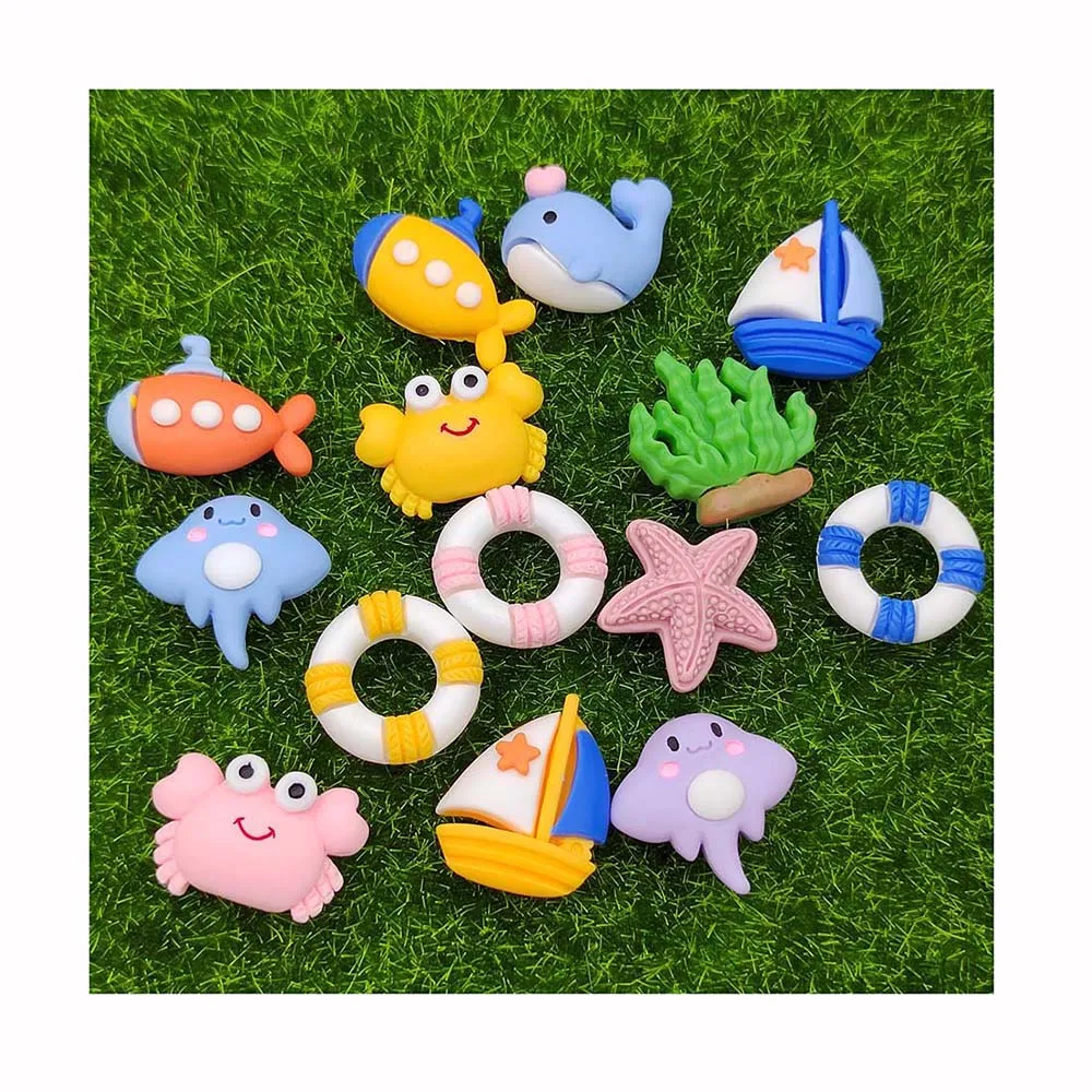 

Assorted of Sea Theme Craft Flatback Resin Starfish Tree Sailboat Fish Cabochon for Hair Bow Making Supplies