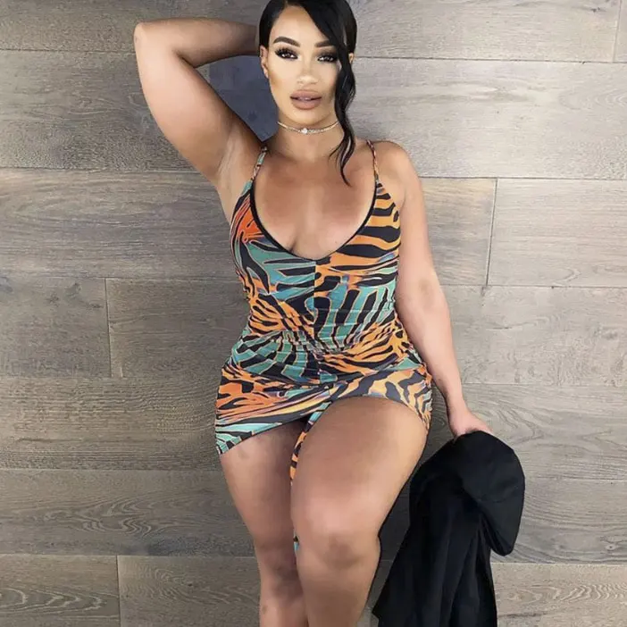 

FS3711A Fashion print mini dress sexy women halter dresses