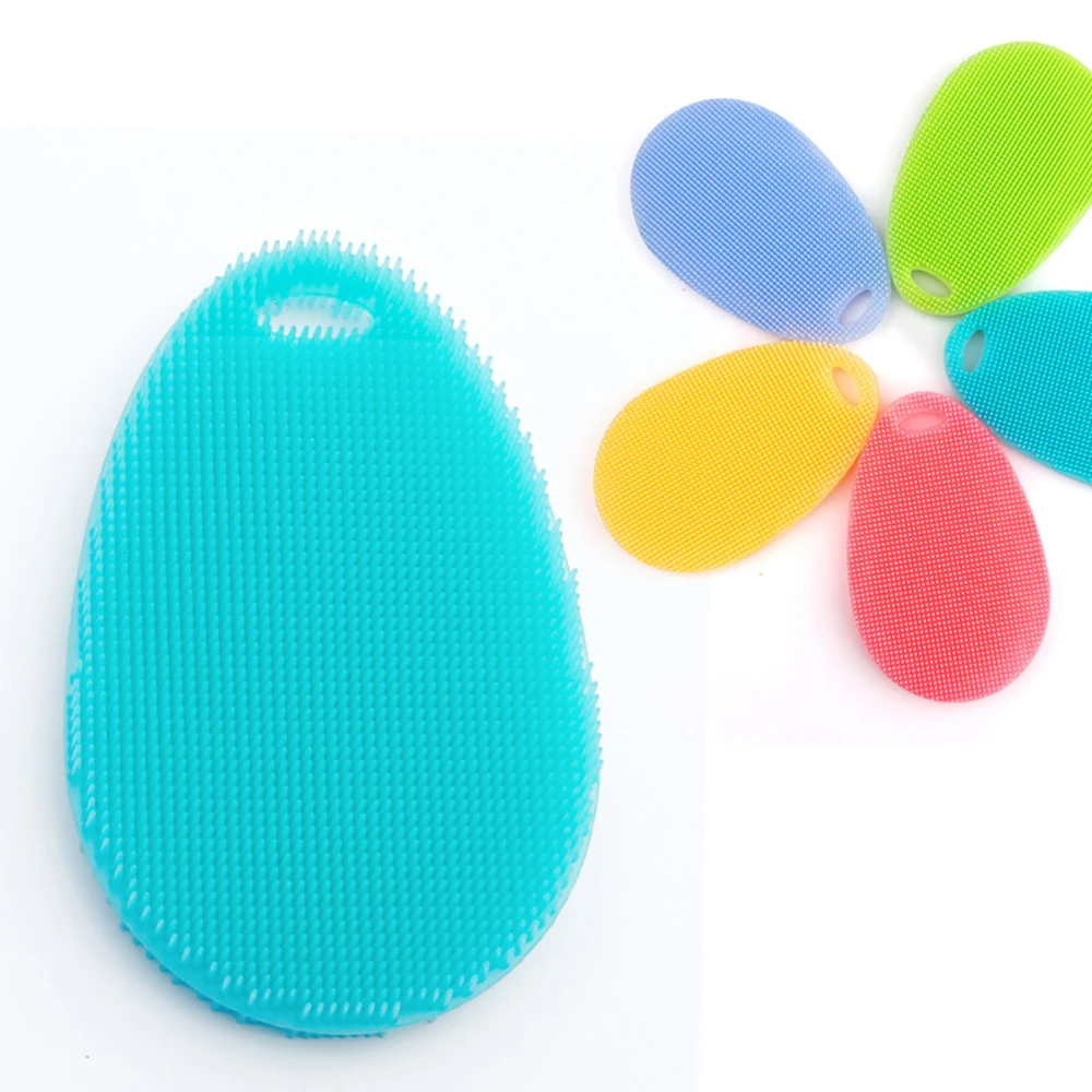 

Multifunctional Silicone Sponge Cleaning Brush Kitchen Cleaning Dish Fruit Wash Sponges Dishwashing Pad Pot Coaster, Green,blue,orange,pink,sky blue