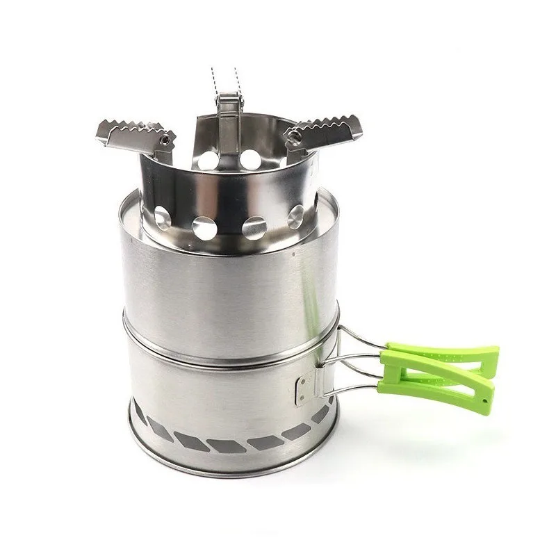 

Outdoor Camping Wood Stove Portable Stainless Steel Firing Stove For Picnic BBQ, Silver