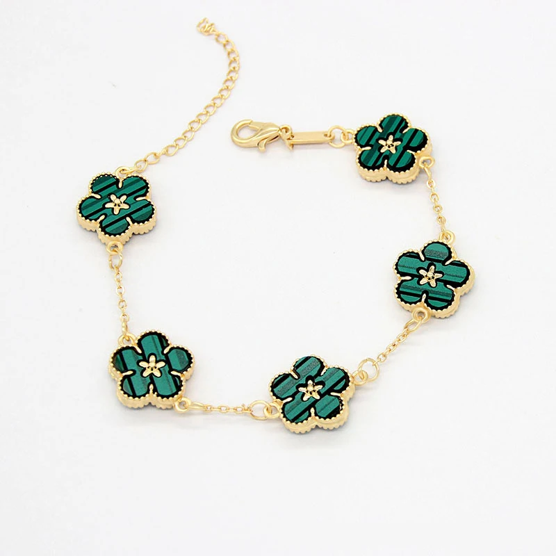 

High quality 18k gold plated four leaf clover bracelet jewelry adjustable luxury brand flower bracelet for women