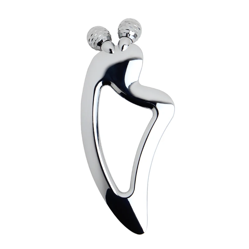 

Hot selling 3D handheld V face lift facial Guasha massager roller, Sliver
