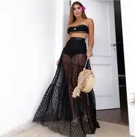 

Accept Custom Summer Amazon Ladies Mesh Dress Sexy Long Skirt Women with Bikini Set Swimwear