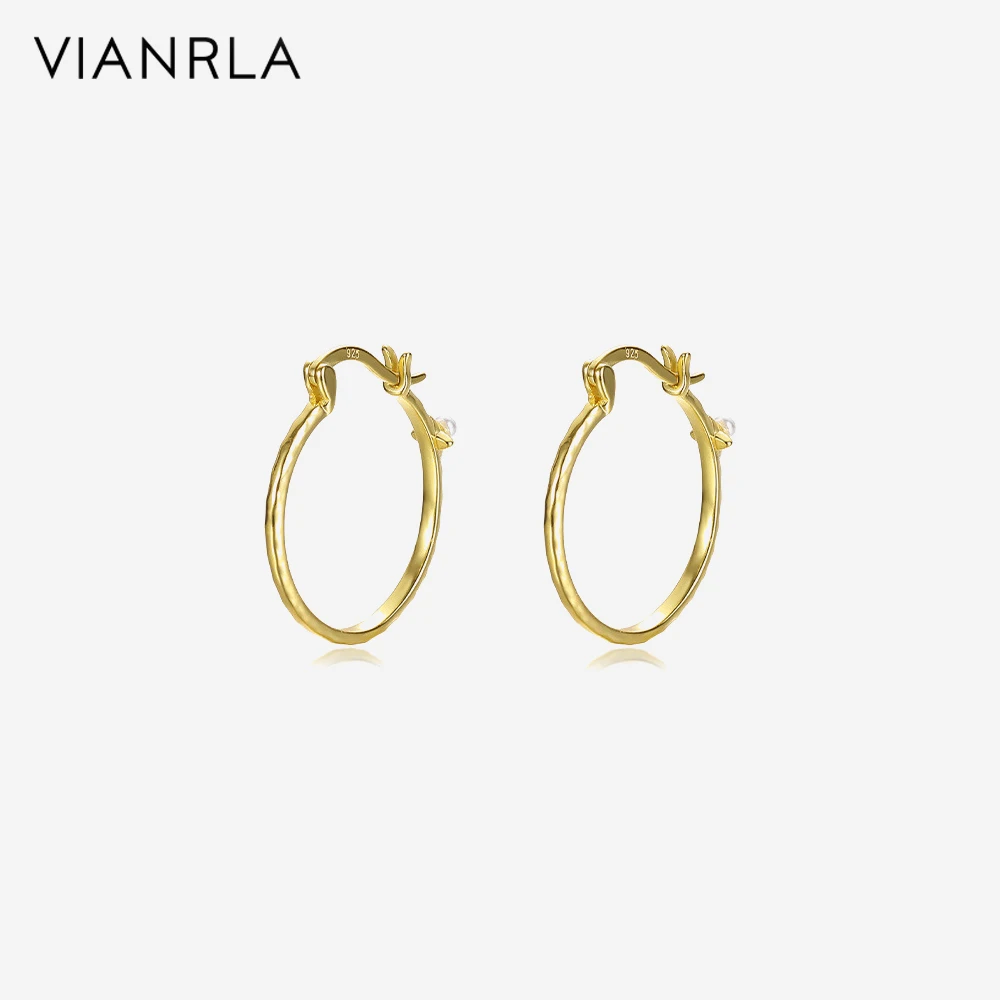 

VIANRLA 18K Gold Earring Jewelry 25.3mm Hoop Earrings Pearl Jewelry Fashion Women's Jewelry Laser Custom Logo