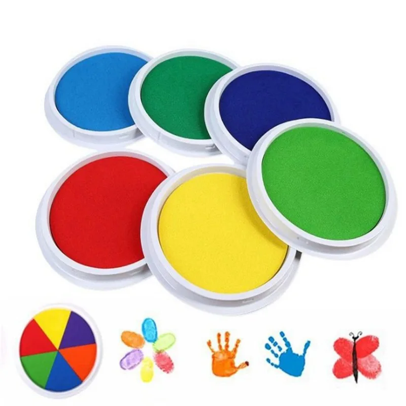 Inking Pad Children Hand & Foot Prints Stamping Stamps Rainbow Finger ...