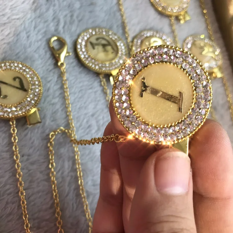 Personalised Letter Gold Pacifier Clip Bling Dummy Chain For Baby