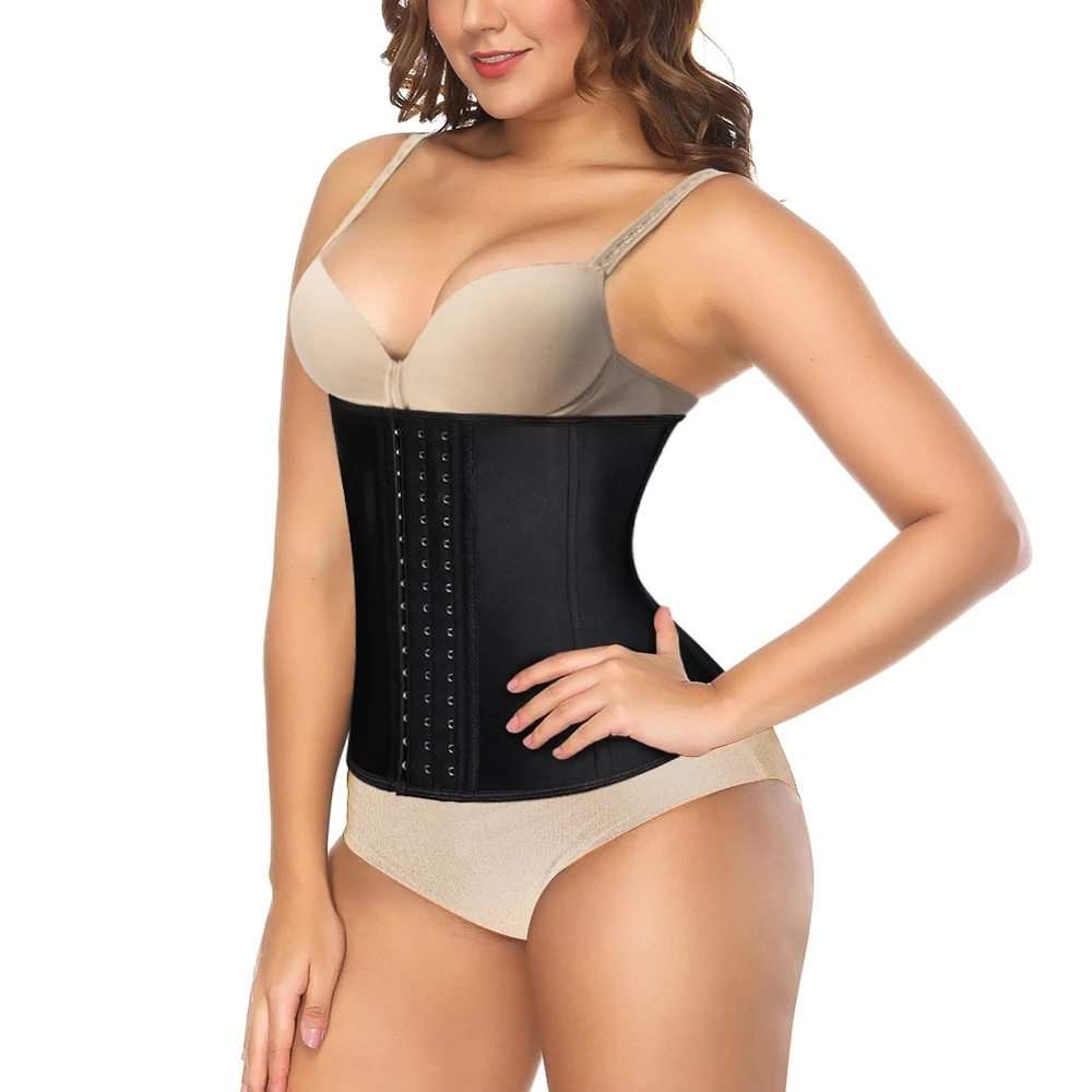 

High Waist Latex corset body waist training corsets Sexy Women Latex Waist trainer Shapewear, Black