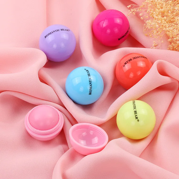 

hot selling 6 colors moisturizing fresh fruits flavor cute round ball shape Lip Balm for private label