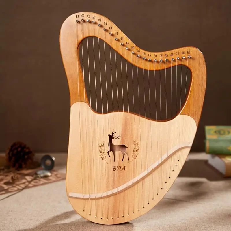 

cheapest solid mahogany mini 16/19/21/24 strings lyre harp stringed instruments, Wooden,coffee,blue