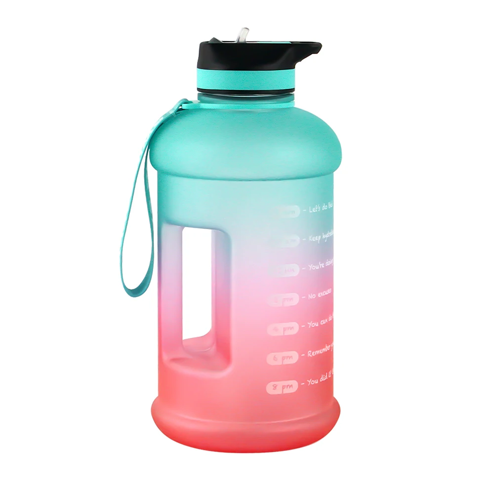

wholesale 1.3L gym water bottle plastic BPA free motivational time marker bottle, Matt duotone color