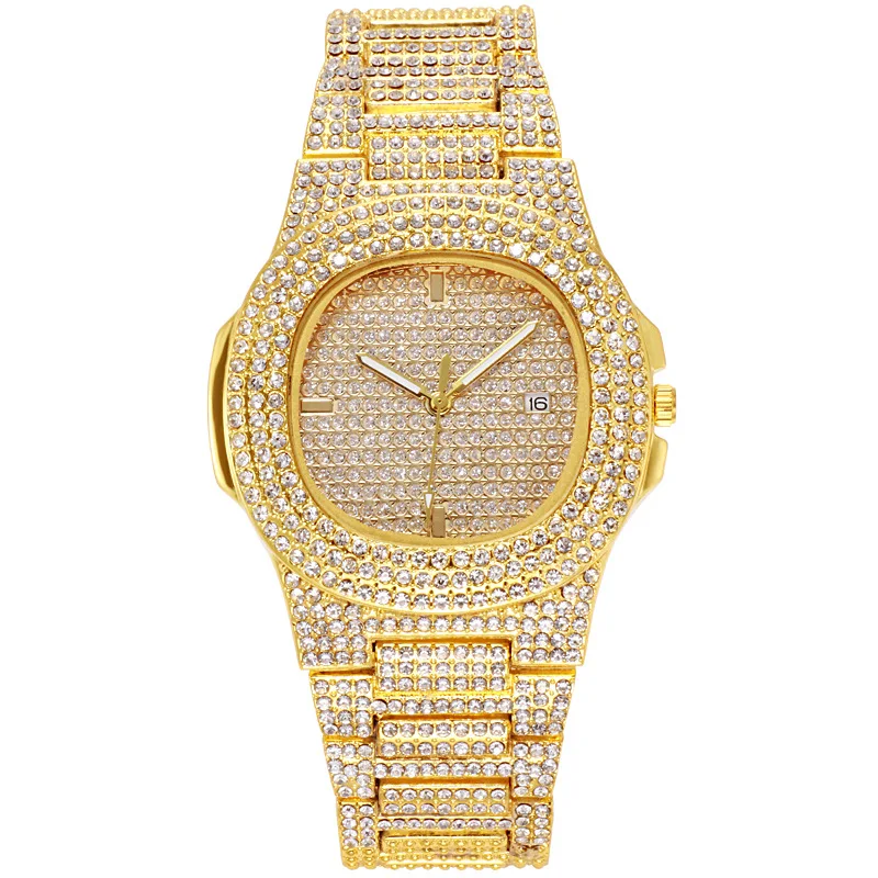 

Unisex watch Gypsophila steel belt diamond couple watch full diamond calendar quartz watch