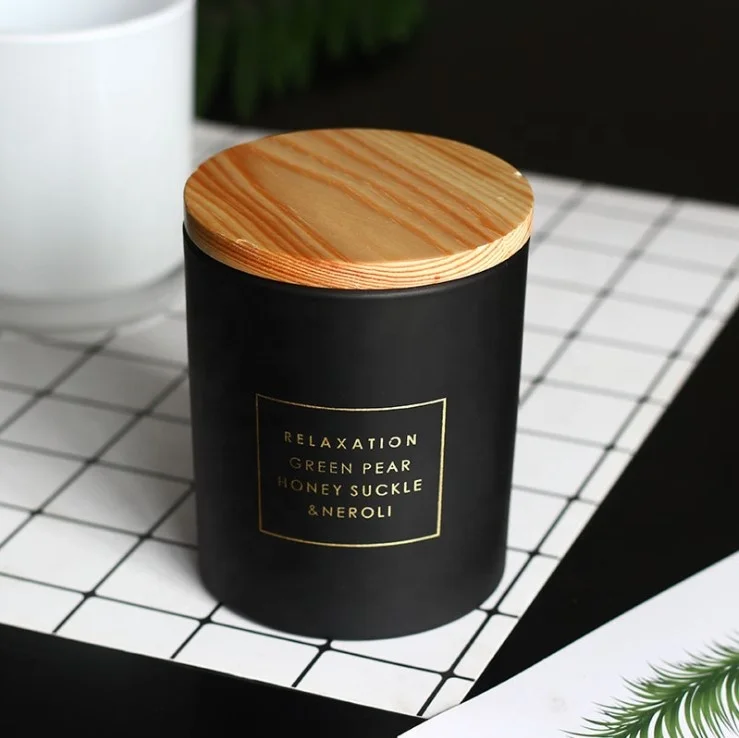 

Black painting canister gift glass jar with lid