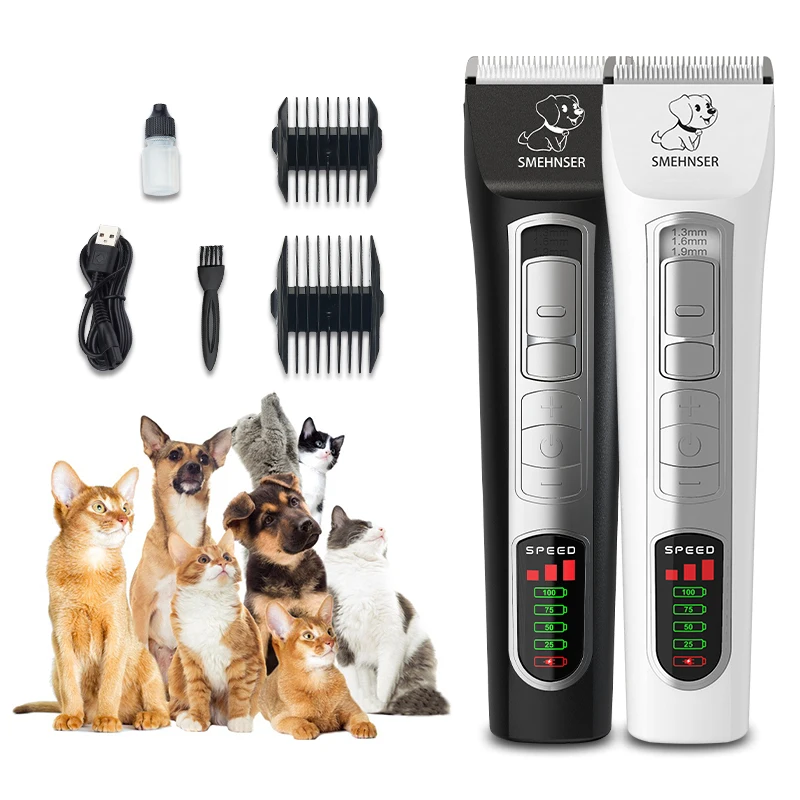 

SMEHNSER Professional Electric High Power Non-Clogging Pet Dog Clipper Rechargeable Pet Grooming Hair Clipper