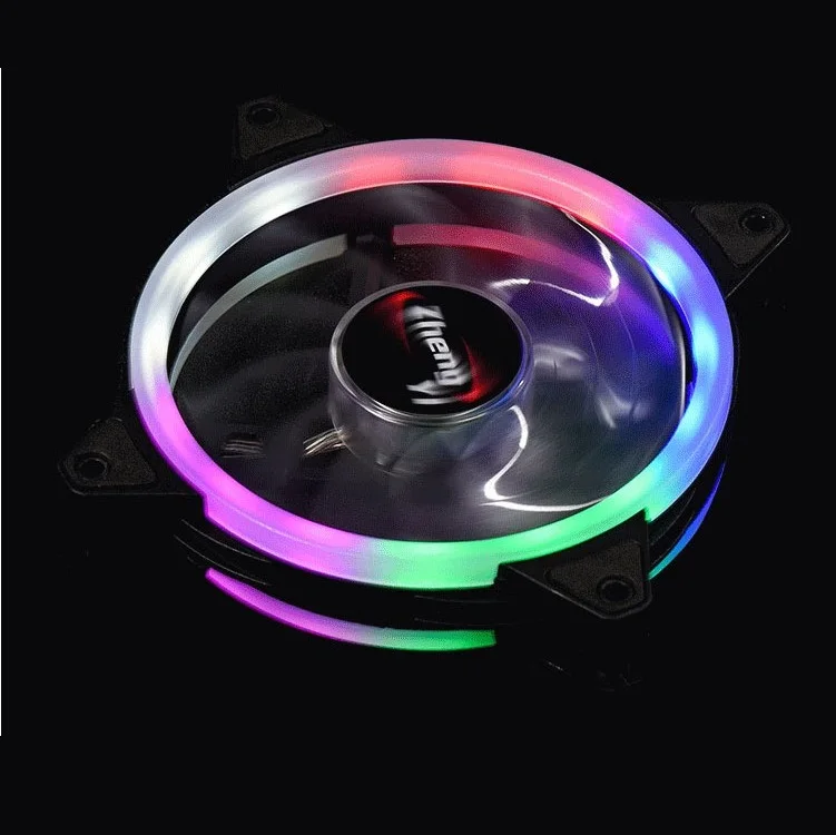 

BAJEA double ring led 4 color Case Cooling Fan 120mm 12cm 4pin male/female 3pin With LED Ring For Computer Cooler Color Fan