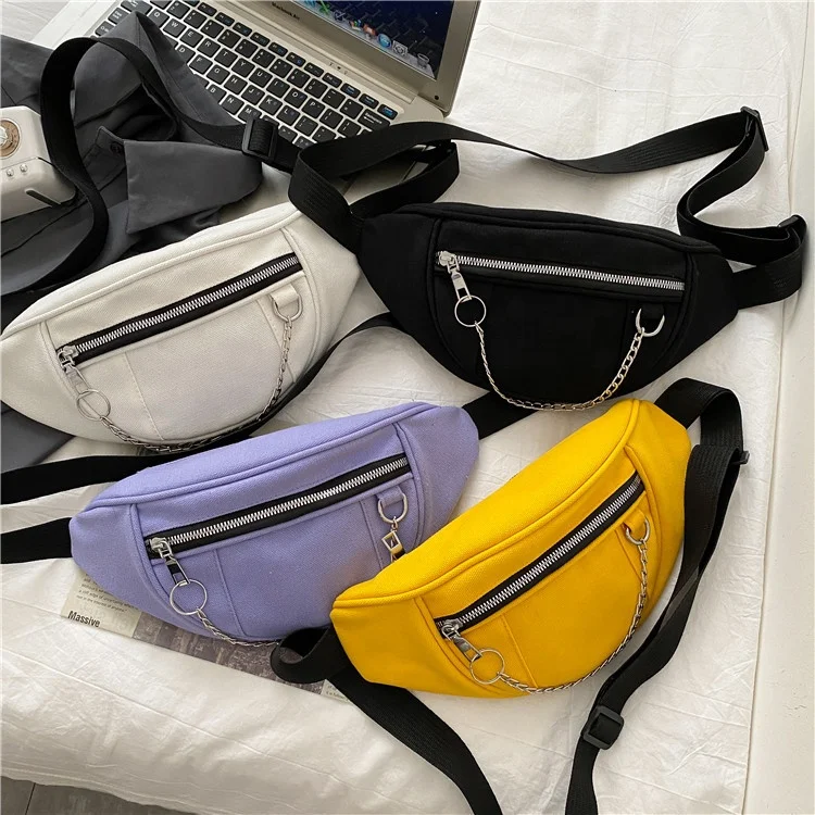 

Japanese Harajuku Canvas Chest Bag Female Korean Ins Retro Versatile Waist Bag Student Messenger Bag Trend, Black, white, purple, yellow