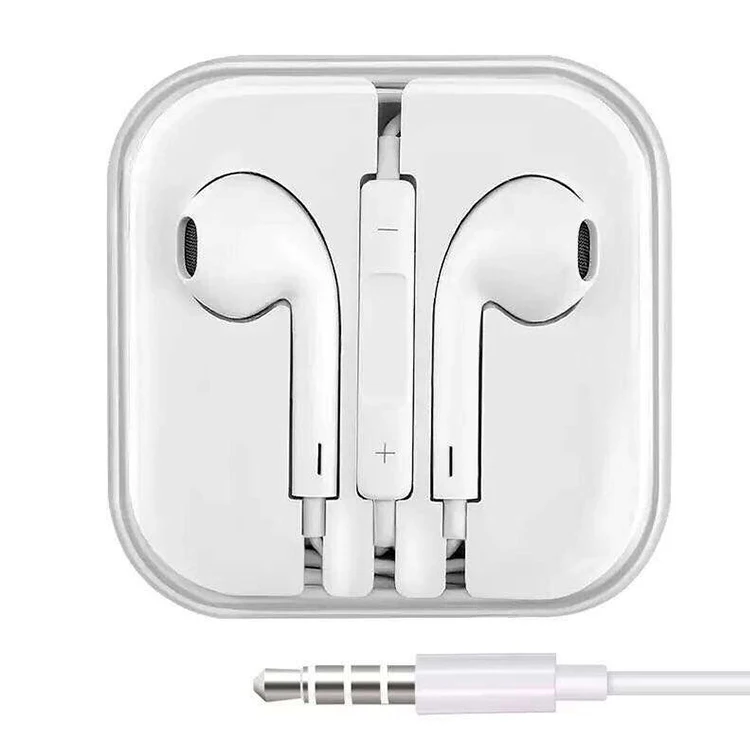 

3.5mm jack TPE earphones headphone headsets portable hands free wired earphone for iPhone for android, White