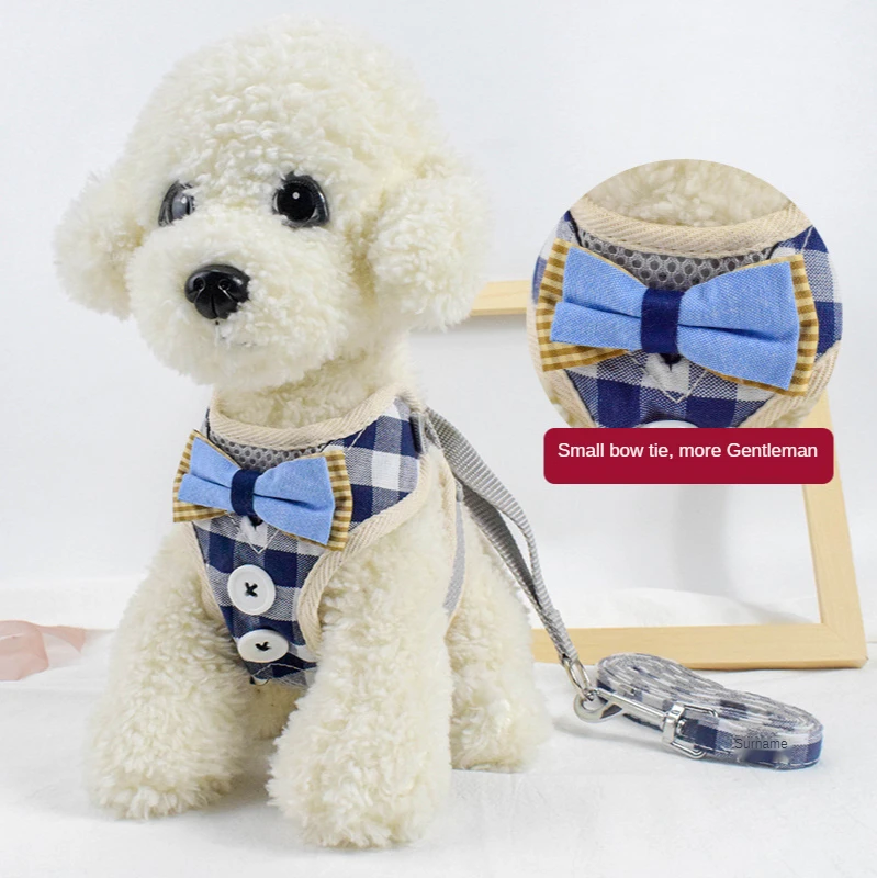 

Wholesale Mesh Adjustable Breathable Safe Soft Pet Leash Dog Collar Cat Harness Vest Set