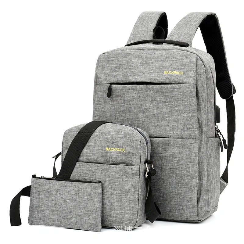

2021 hot selling Customized travel backpack waterproof 3 pieces school bag set with USB