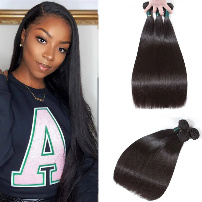 

10A Brazilian Straight Human Hair Weave 3 Bundles Cuticle Aligned 100% Unprocessed Silky Straight Virgin Hair Extensions 30-40