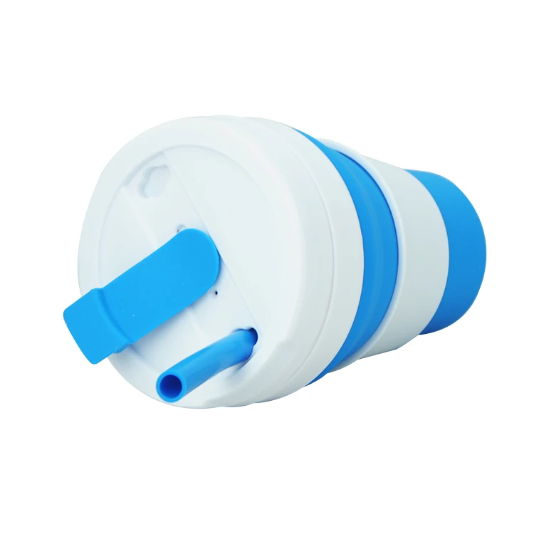 

Promotional Foldable Collapsible Silicone Cup Travel Coffee Cup With Straw