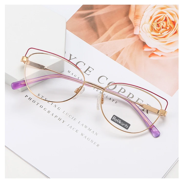 

2021 Fashion Cat Eye Glasses Frame for Women and Metal Frame Myopia Optical Custom Blue Light Blocking Glasses, 3 colors