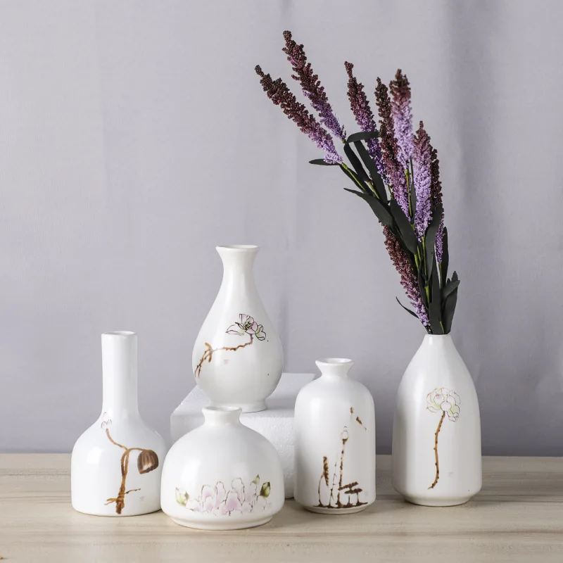 

5-pieces set ceramic vase fresh hydroponics plant mini flower receptacle simple and elegant style to decorate the home, Pictures showed