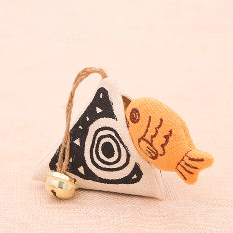 

Thickened canvas cat catnip toy snapper barbecue fish cake bell ring paper ball cat toy set, Black