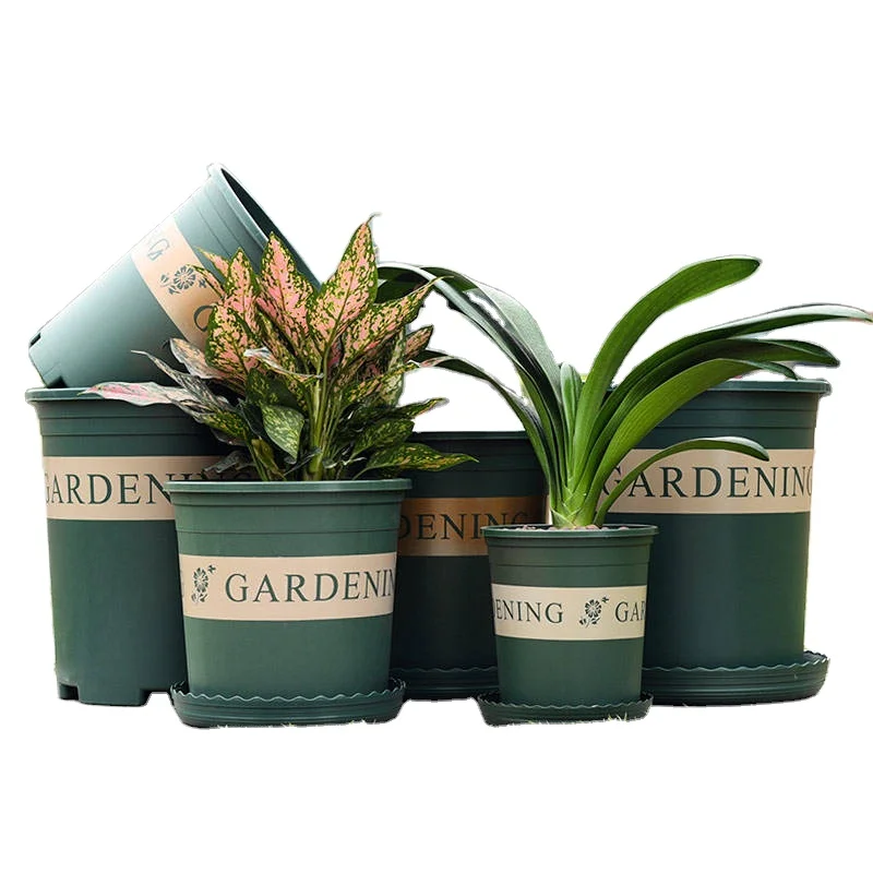 

Plastic Flower Pots High Quality and Multi Size Hot Sale Succulent Factory Wholesale Plastic Cheap Gallon Pots, Light gray,dark gray